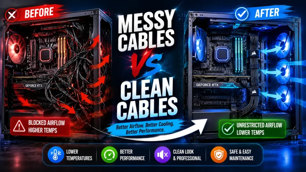 pc cable management airflow improvement with organized cables