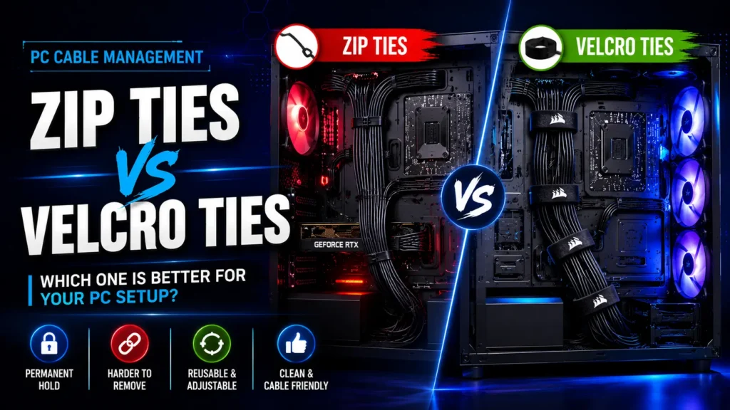 zip ties vs velcro ties for pc cable management comparison