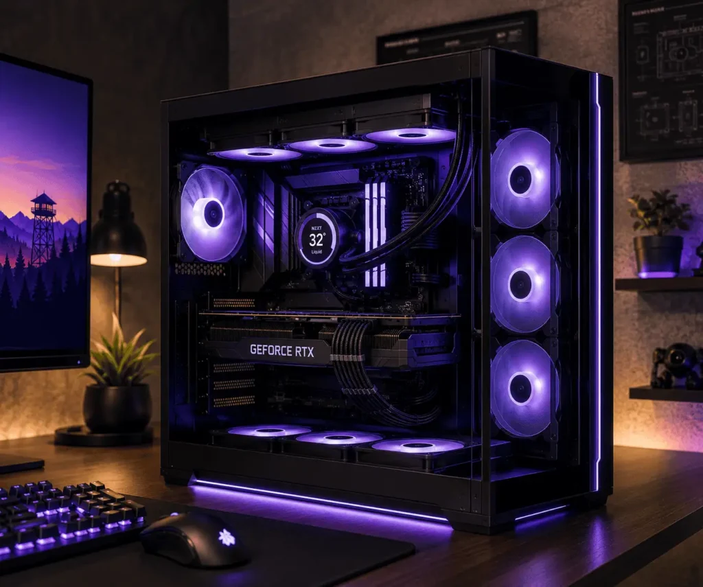 Finished dual chamber PC build with clean cable management