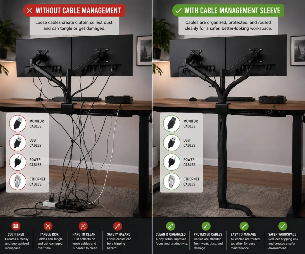 How cable management sleeves bundle multiple PC cables together