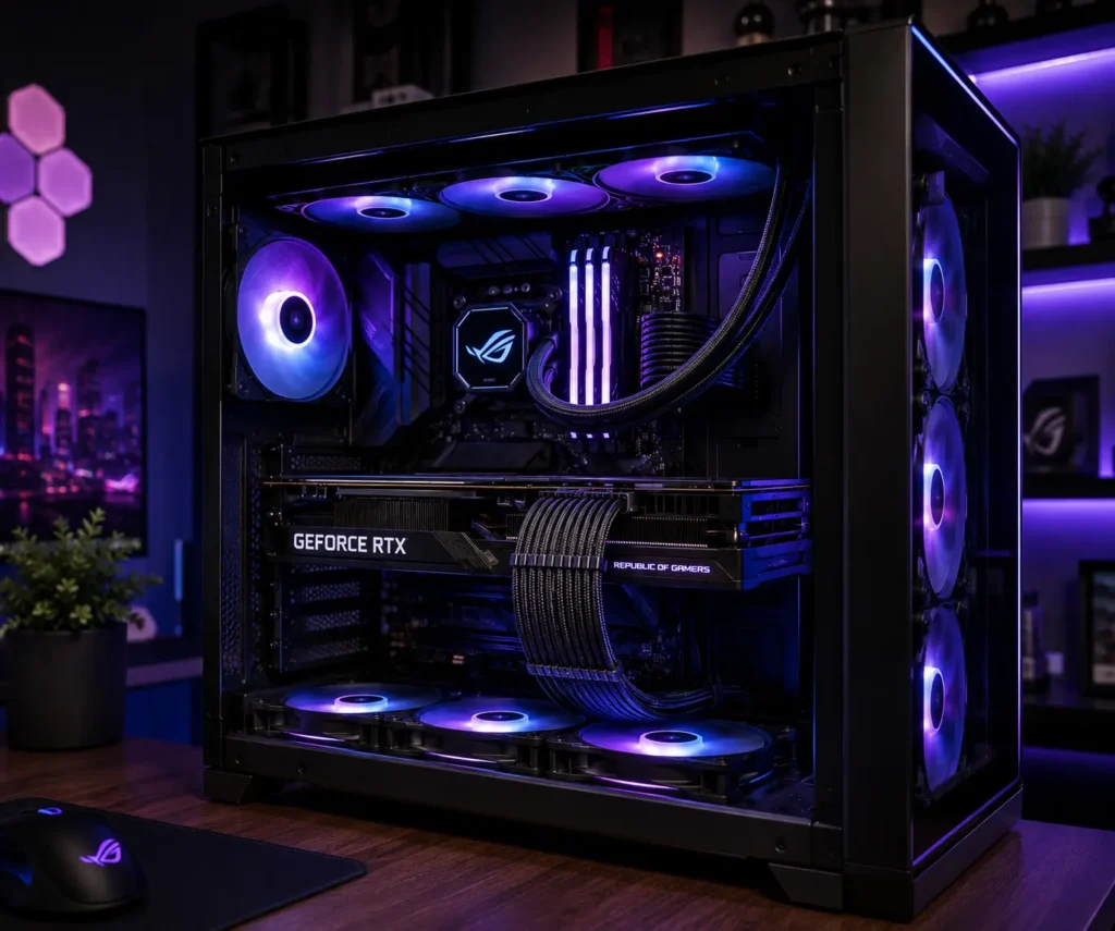 RTX 4090 build with cable combs organizing 12VHPWR GPU power cable
