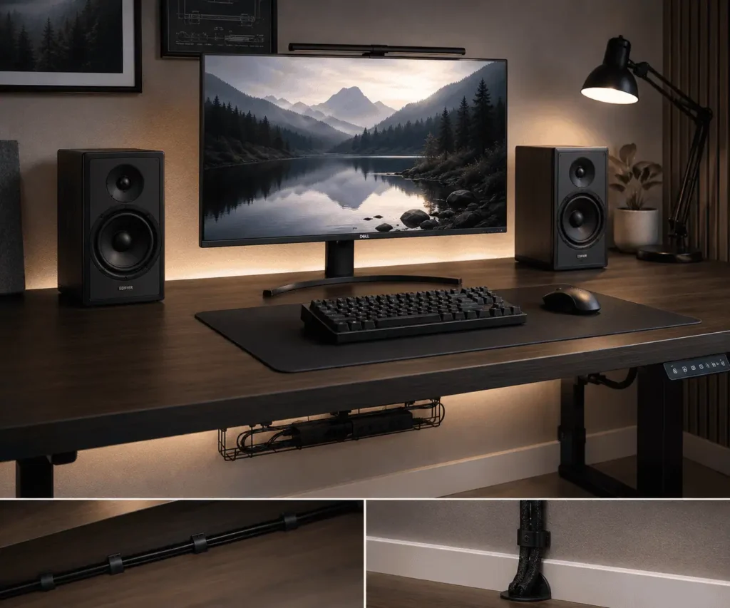 Proper speaker placement with hidden speaker wire routing