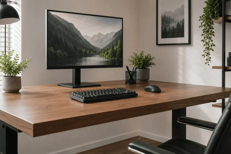 Wireless look for wired peripherals with hidden keyboard and mouse cables