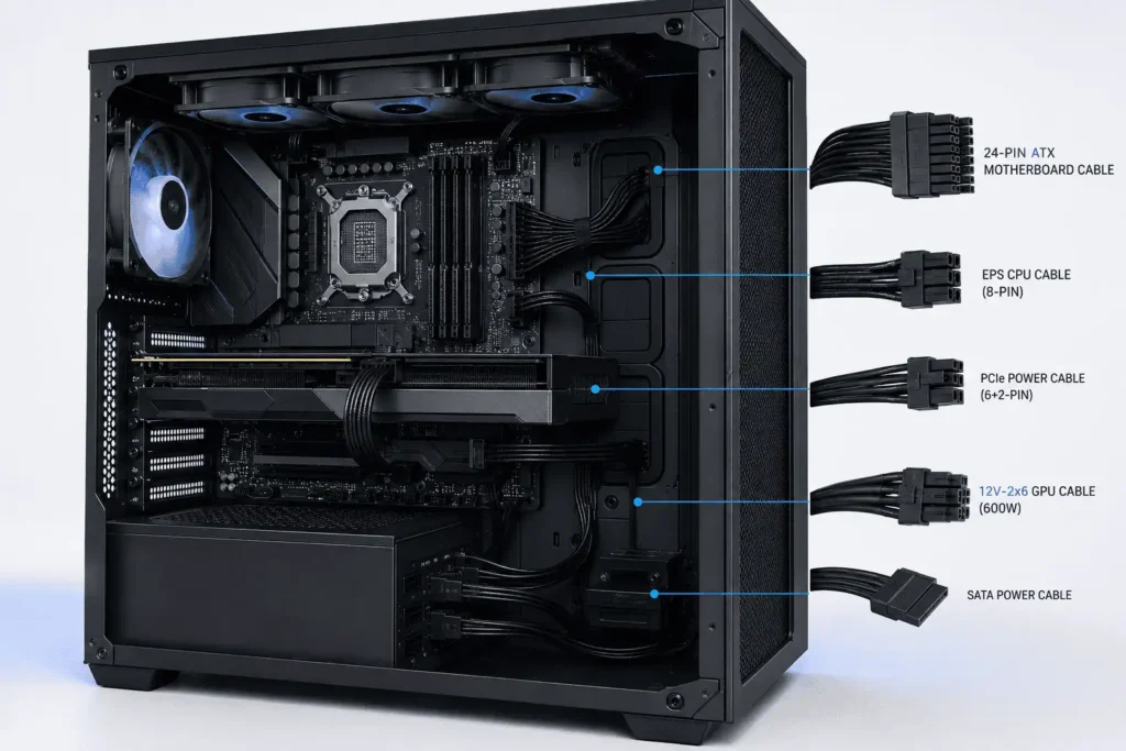 ATX 3.1 PSU cable compatibility with motherboard and GPU power connectors