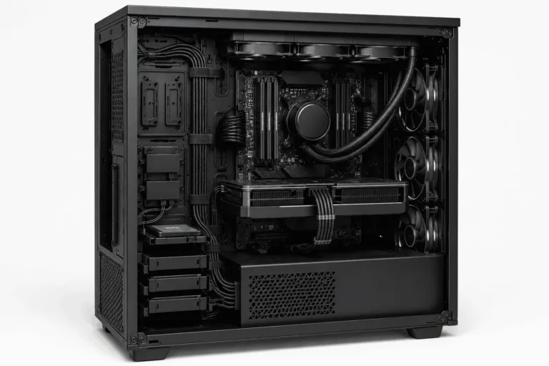 PC Component Guide: Ultimate Cable Management for Every PC Component PC component cable management showing organized PSU, motherboard, GPU, cooling, and storage cables inside a gaming PC.