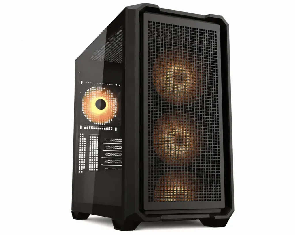 Reverse connector PC case with hidden cables and clean interior
